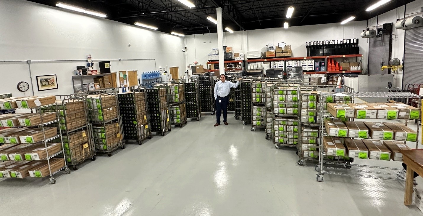 Supervisor of Elections Tim Bobanic prepares for the mass mail of domestic mail ballots. There are almost 88,000 mail ballots being delivered today to the United States Post Office for the 2024 General Election.